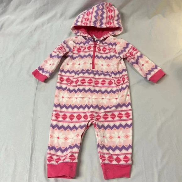 Gymboree - Hooded Fleece romper/one piece/jumpsuit/sleeper. Size 6-12 months - Picture 1 of 4